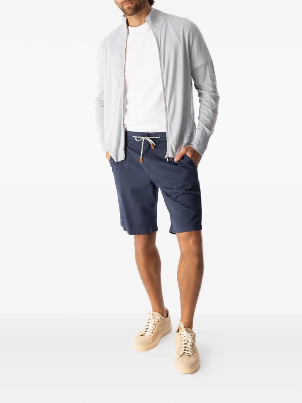 Eleventy pleated drawstring shorts - Blauw