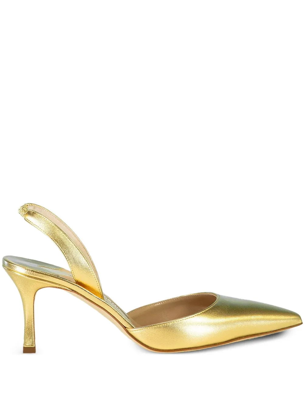 Manolo Blahnik 70mm Carolyne Pumps In Gold