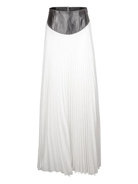 Brandon Maxwell Laurel leather-waist pleated skirt