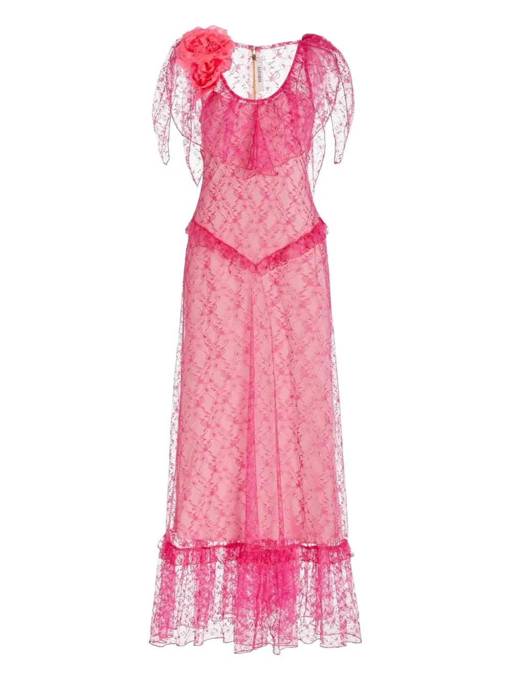 Rodarte floral lace ruffled dress - ピンク Rodarte floral lace ruffled dress - ピンク