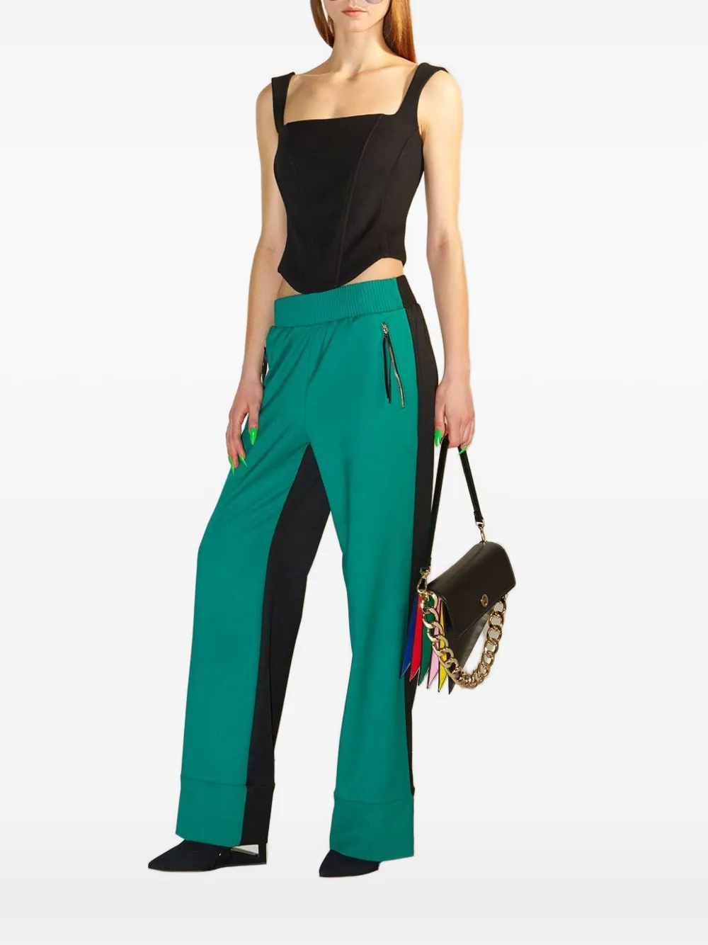 Sara Battaglia Square-neckline Corset Top In Green