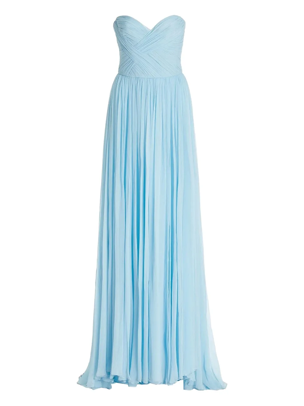 Monique Lhuillier Draped Strapless Gown In Blue