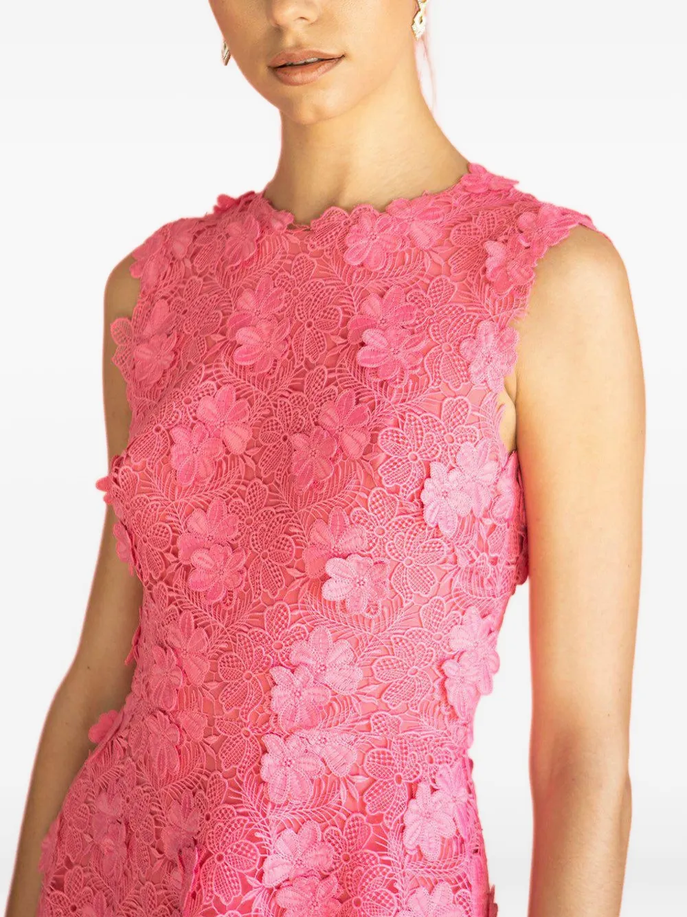 monique lhuillier pink lace dress Monique Lhuillier Printed Guipure Lace Mini Dress In Baby Pink - 75% Off