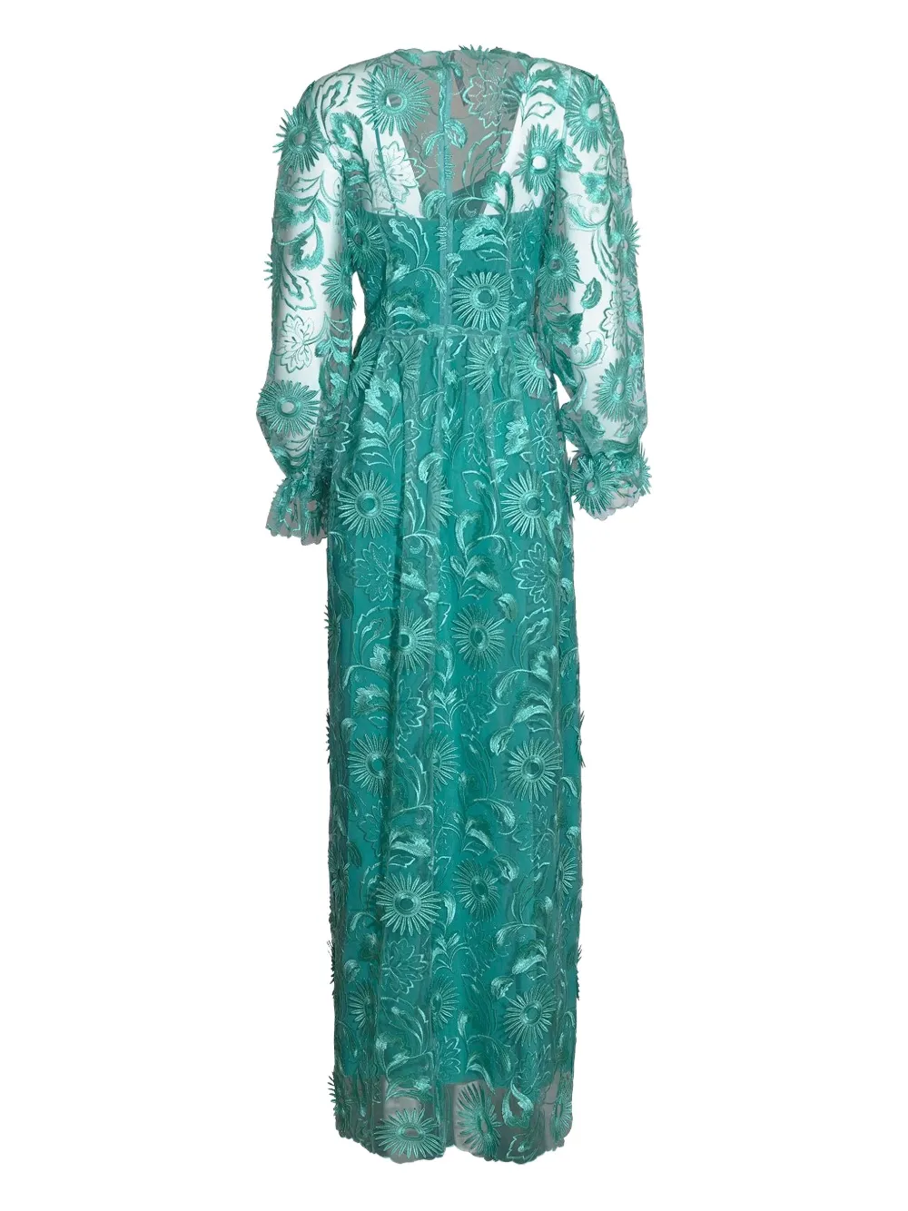 Alberta Ferretti embroidered tulle maxi dress Groen