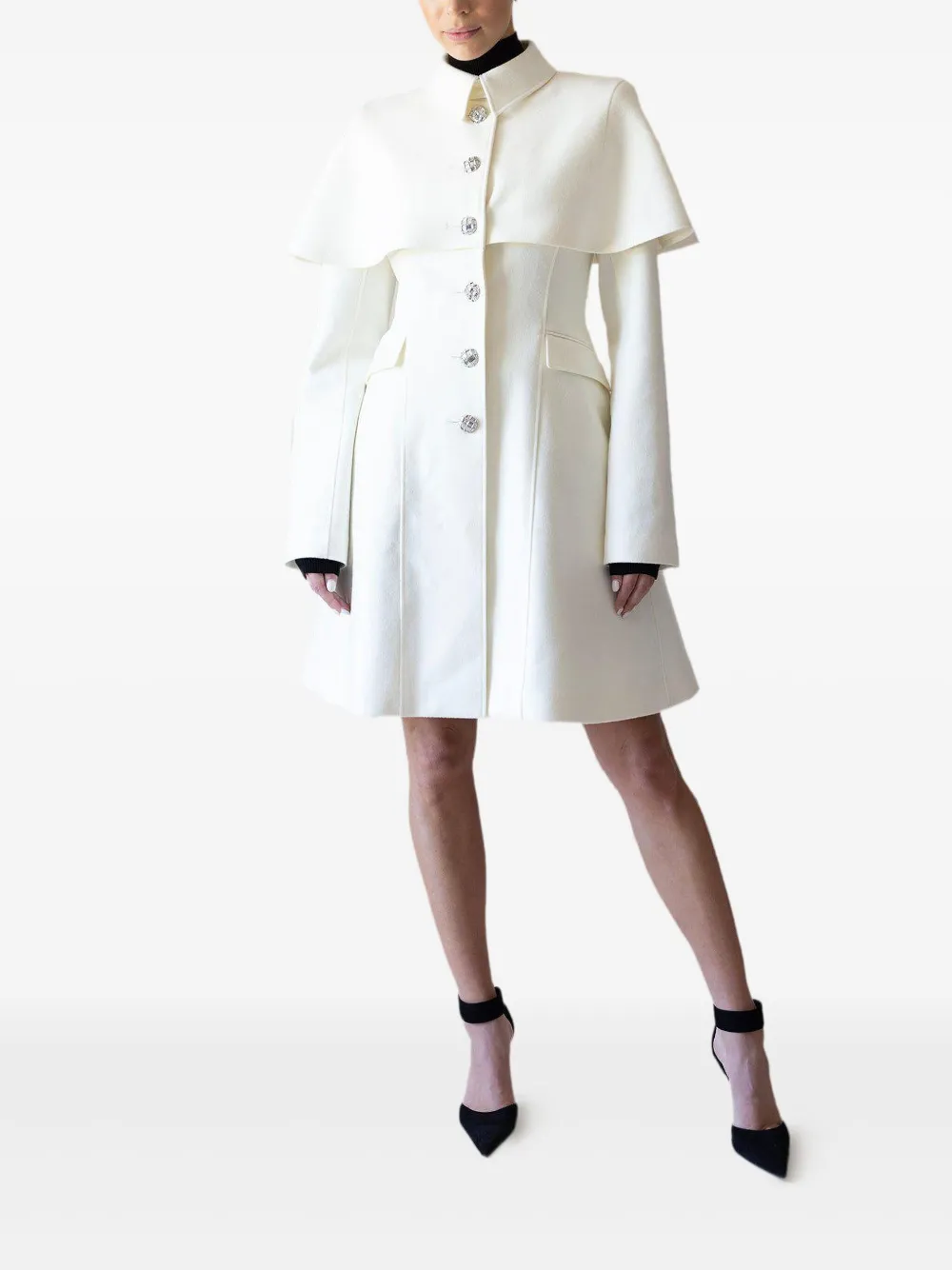 Adeam Cape-design Coat In Nude