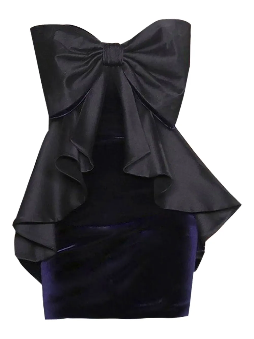 Badgley Mischka Bow-detail Peplum Mini Dress In Black