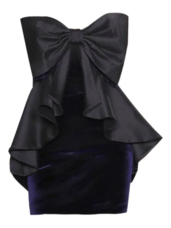 Badgley Mischka bow-detail Peplum Mini Dress | Black | FARFETCH