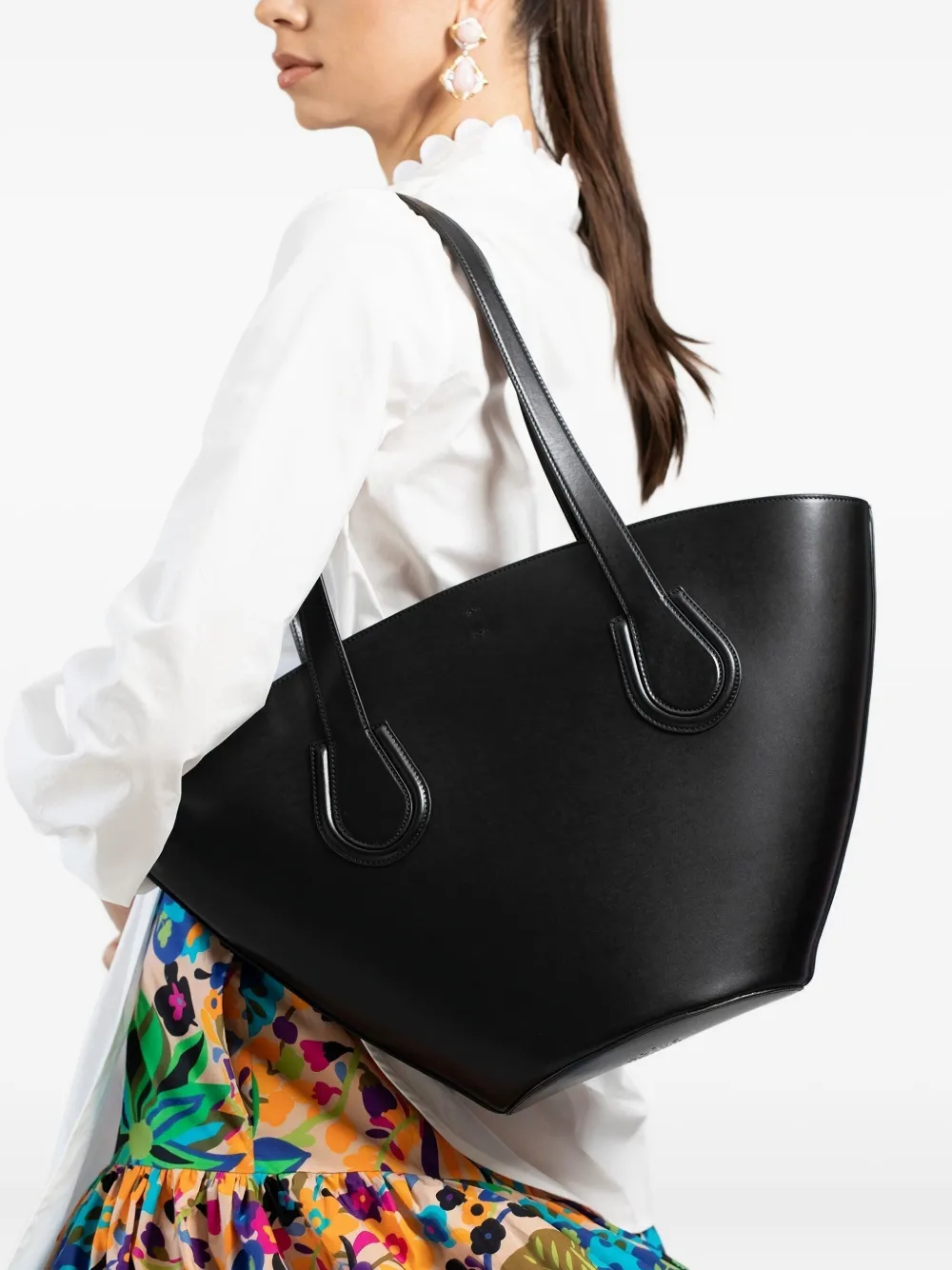 Mark Cross Arc shopper met handgreep - Zwart