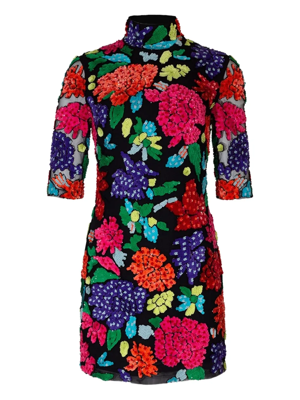 Naeem Khan beaded mock-neck dress | Black | Image 1