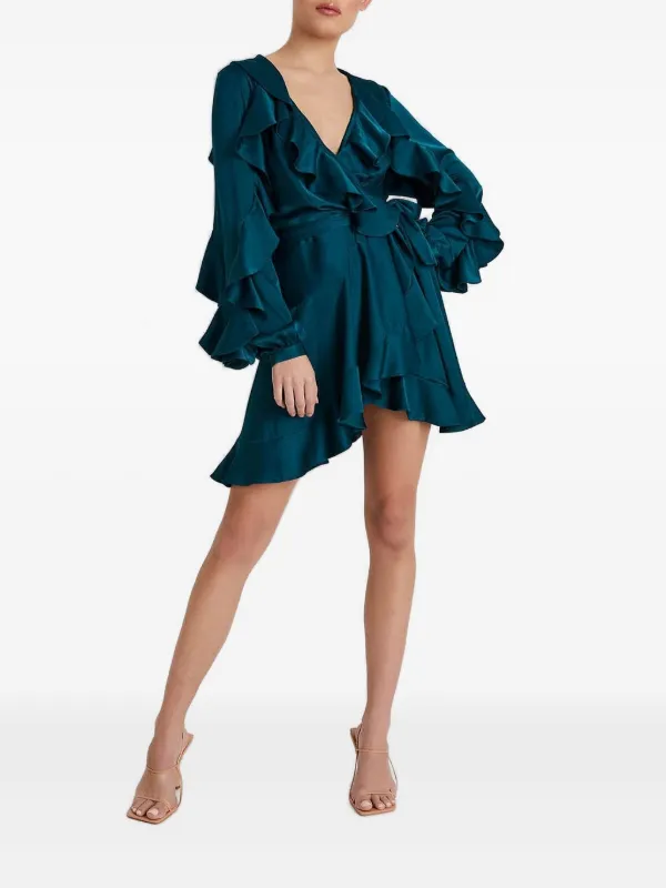 Patbo Ruffle-sleeve Wrap Mini Dress - Green