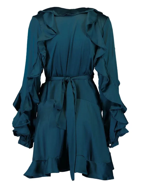 Patbo Ruffle-sleeve Wrap Mini Dress - Green