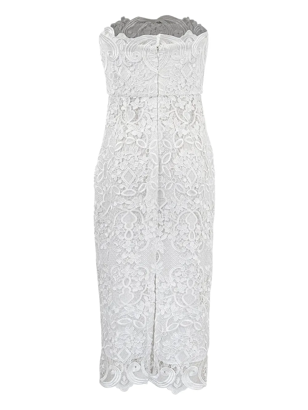 Badgley Mischka Strapless jurk met kant Wit