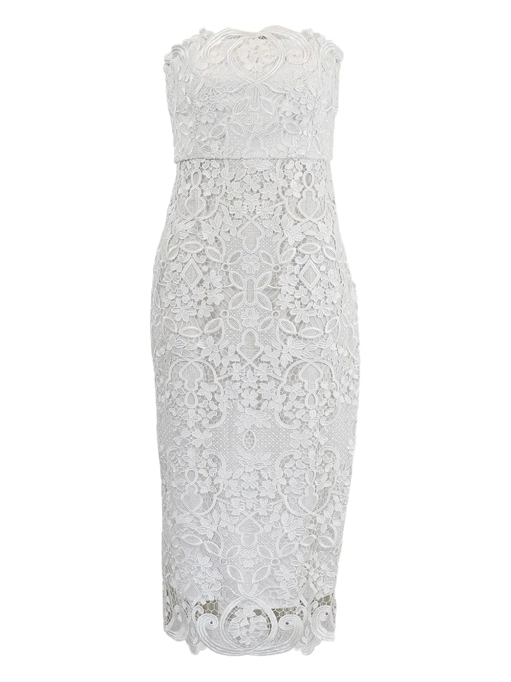 Badgley Mischka vestido strapless de encaje | blanco | Image 1