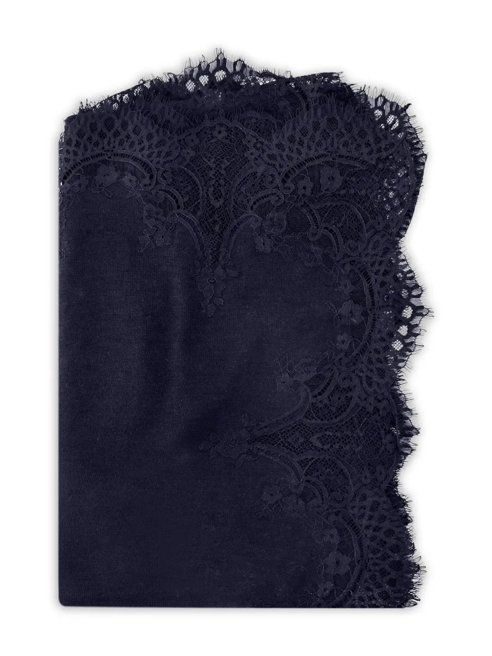 Janavi India Lace-trimmed Scarf In Blue