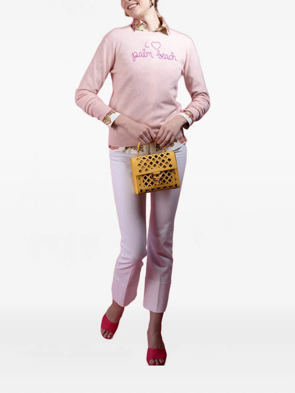 Lingua Franca I Love Palm Beach Sweater In Pink