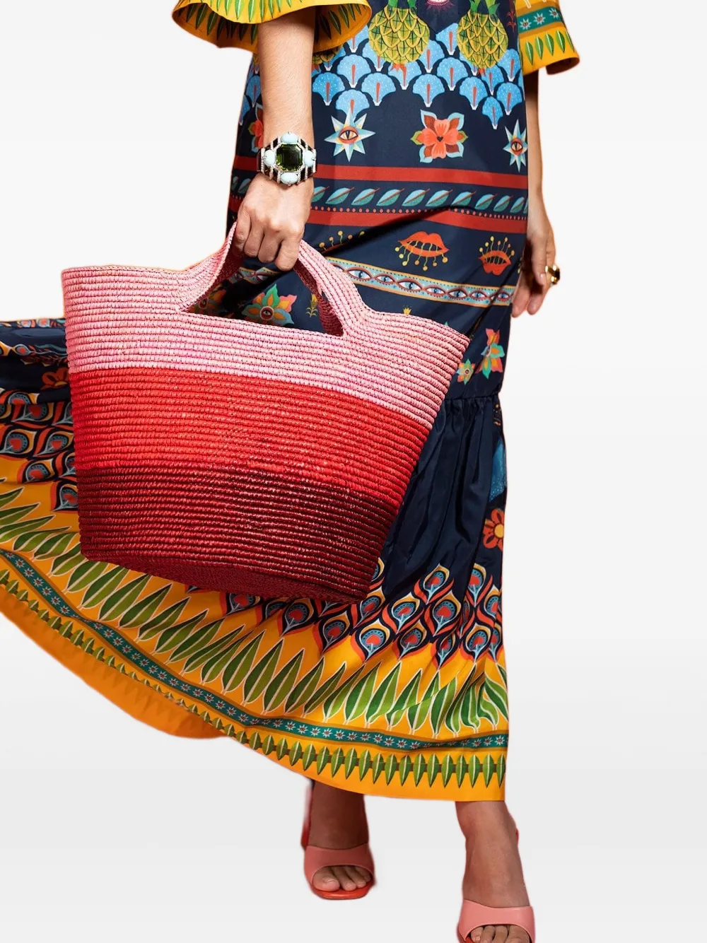 Sensi Studio Gestreepte shopper - Roze