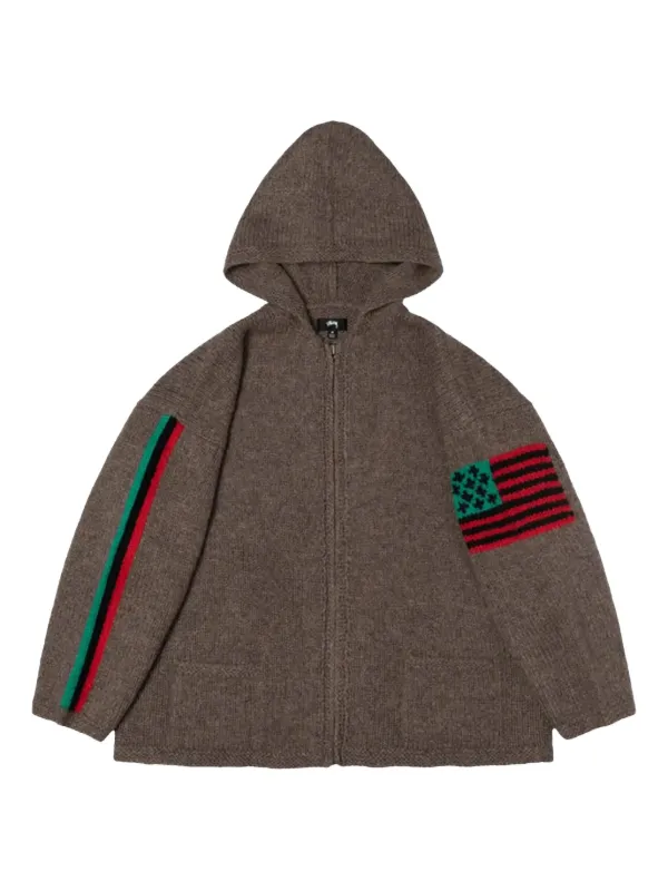 Denim Tears x Stussy flag-detailed Hoodie | Brown | FARFETCH