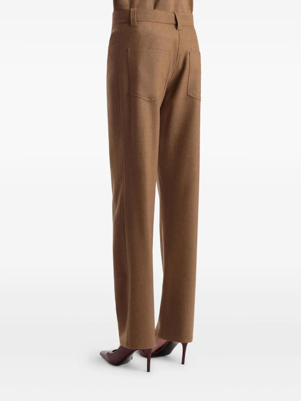 Khaite Straight-leg Wool-blend Trousers In Brown