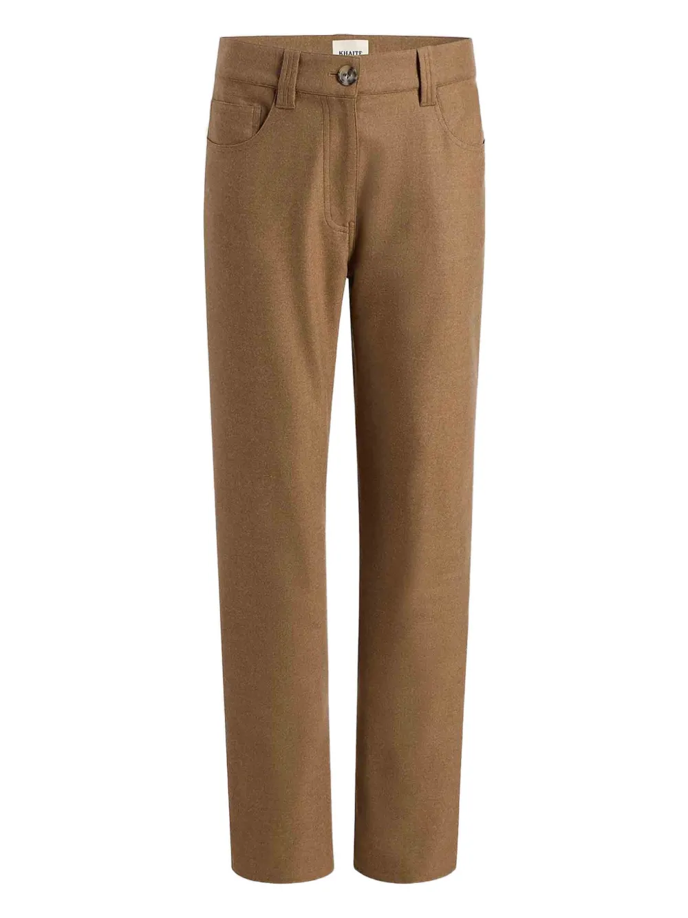 Khaite Straight-leg Wool-blend Trousers In Brown