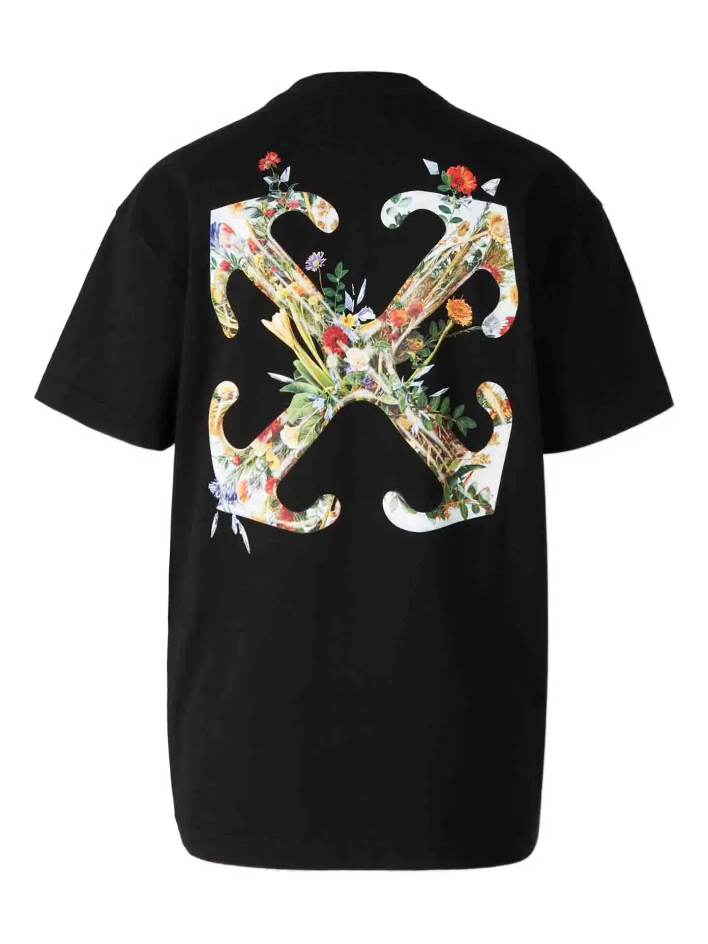 Off-white Floral Logo T-shirt In Black