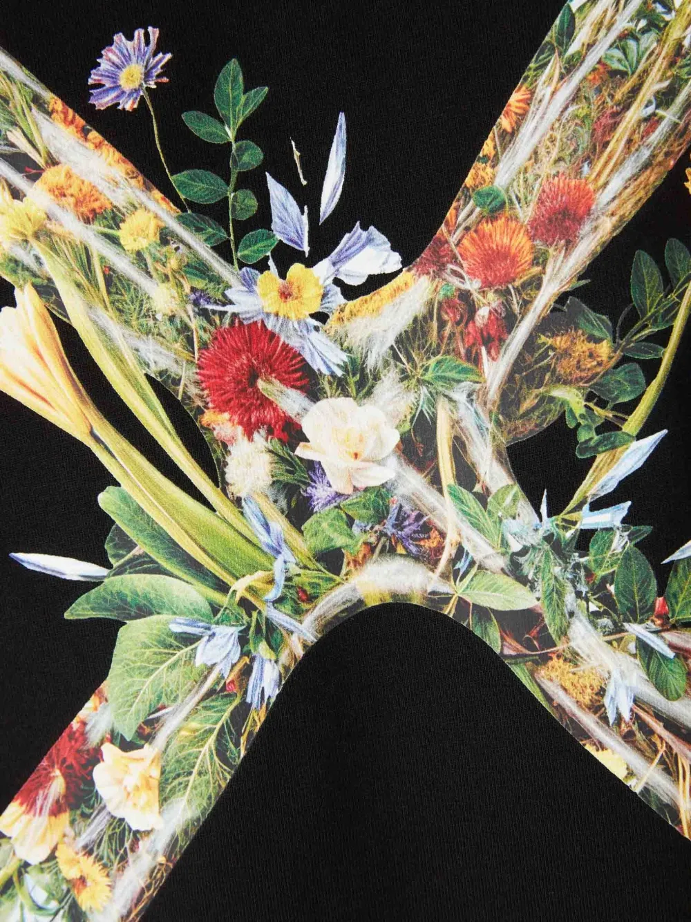 Off-white Floral Logo T-shirt In Black