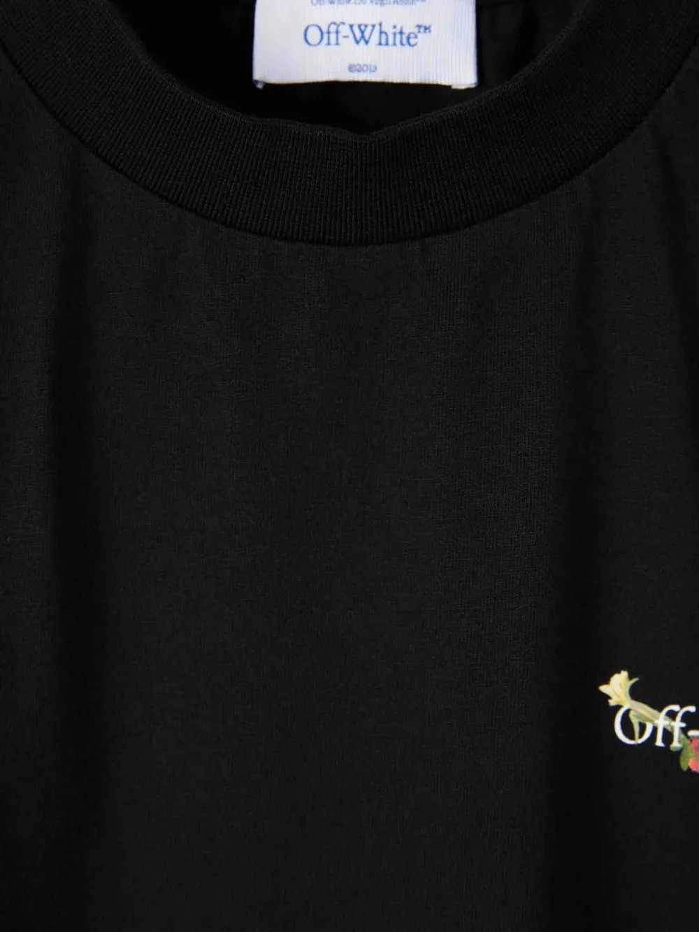 Off-white Floral Logo T-shirt In Black