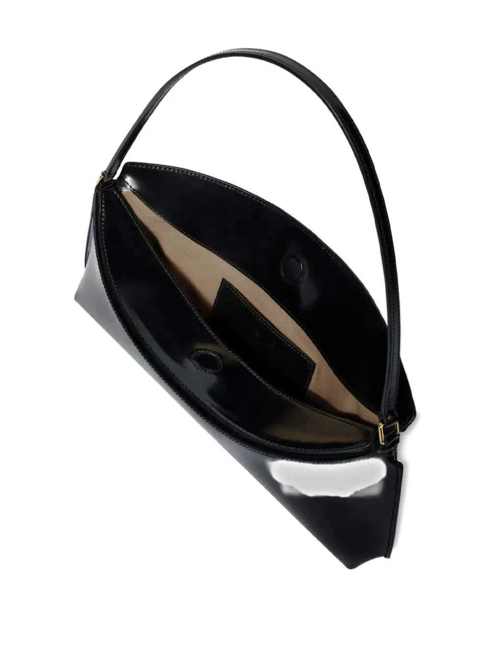 Jacquemus Curved Gold Handle Shoulder Bag In Black