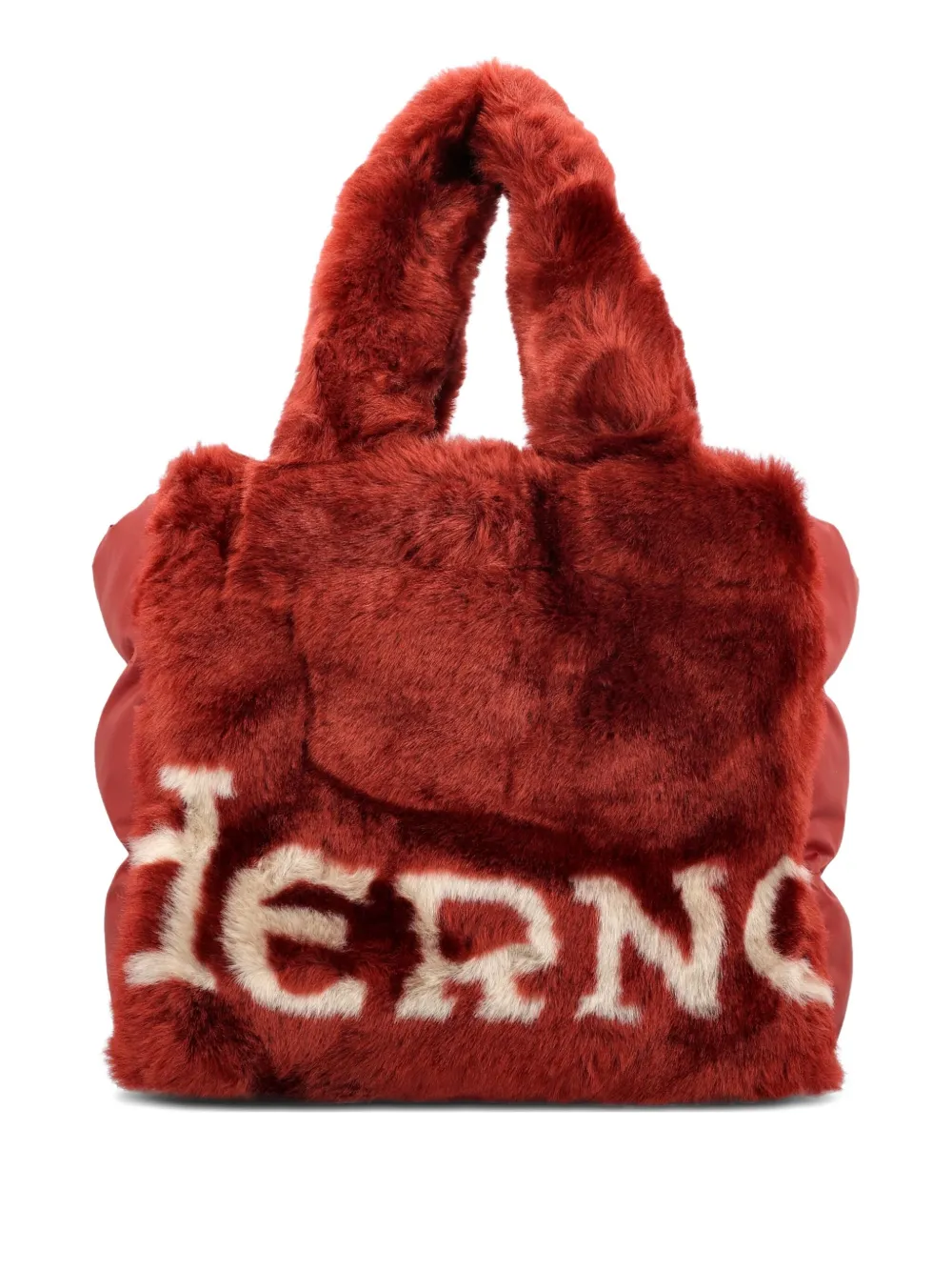 Herno Faux-fur Logo-embellishment Tote Bag In Brown