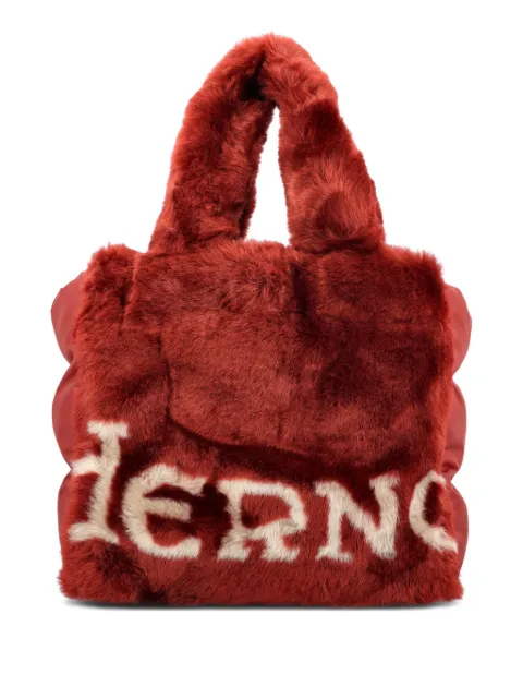 Herno faux-fur logo-embellishment tote bag