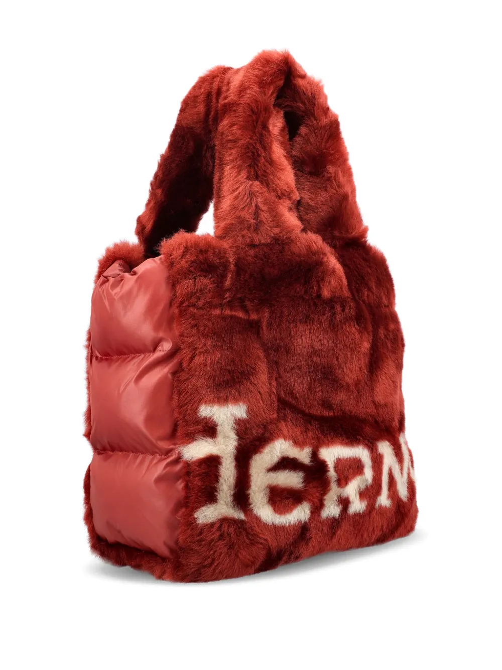 Herno Faux-fur Logo-embellishment Tote Bag In Brown