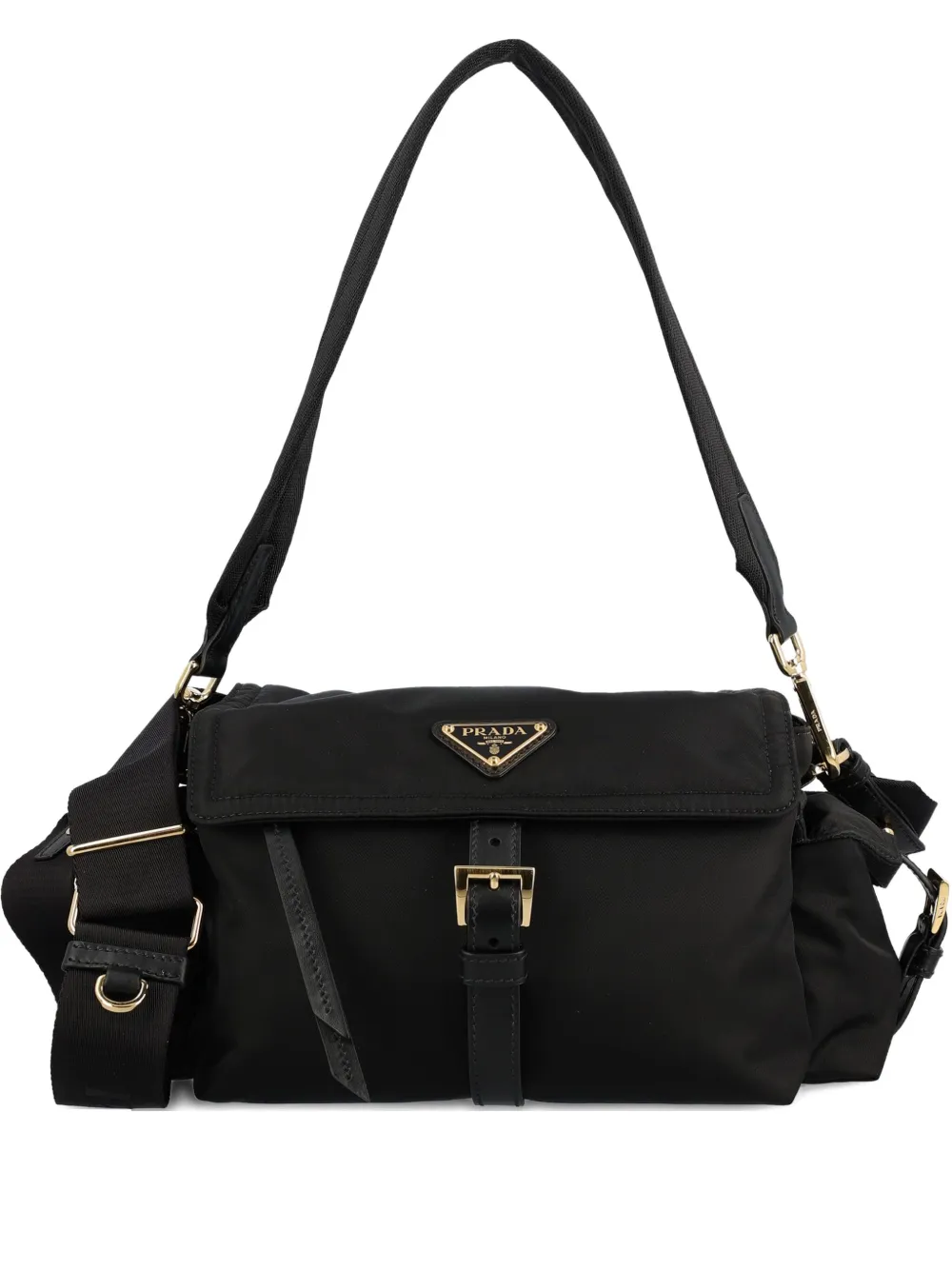 Prada medium Explore buckle-fastening flap shoulder bag | Black | Image 1