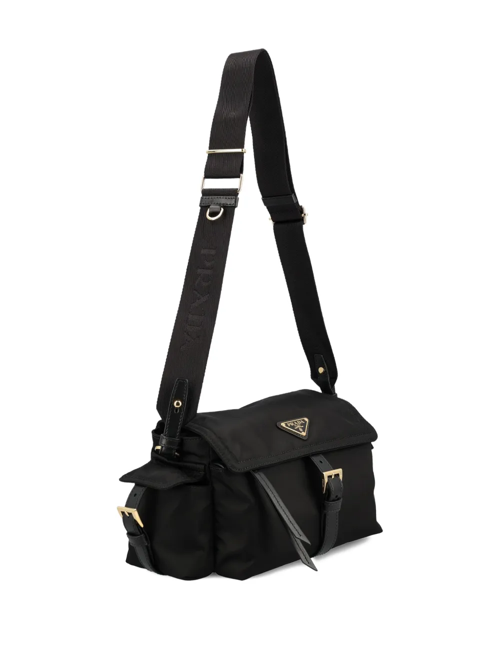 Prada Explore medium schoudertas met gespsluiting Zwart