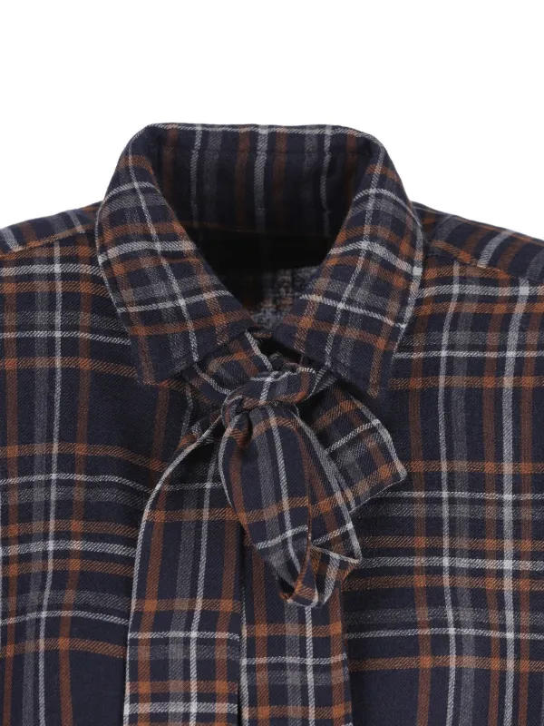 Saint Laurent tie-fastening Checked Shirt | Black | FARFETCH