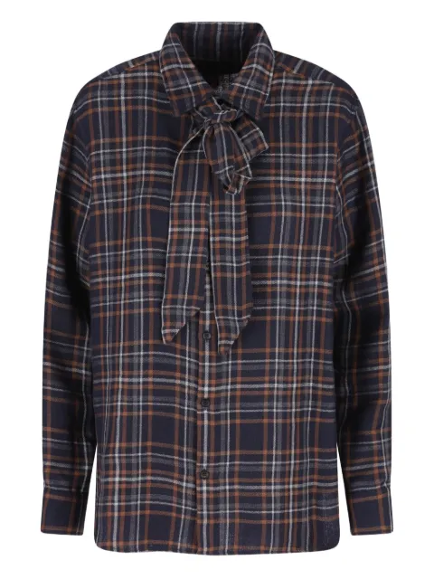 Saint Laurent tie-fastening checked shirt