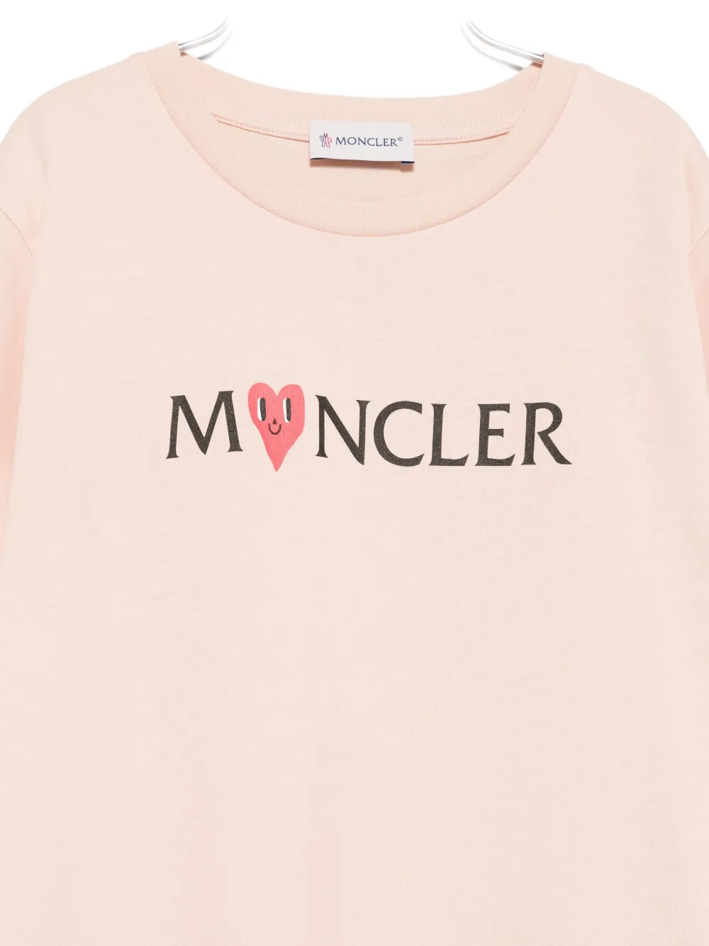 Moncler Enfant Katoenen T-shirt met hartlogo Roze