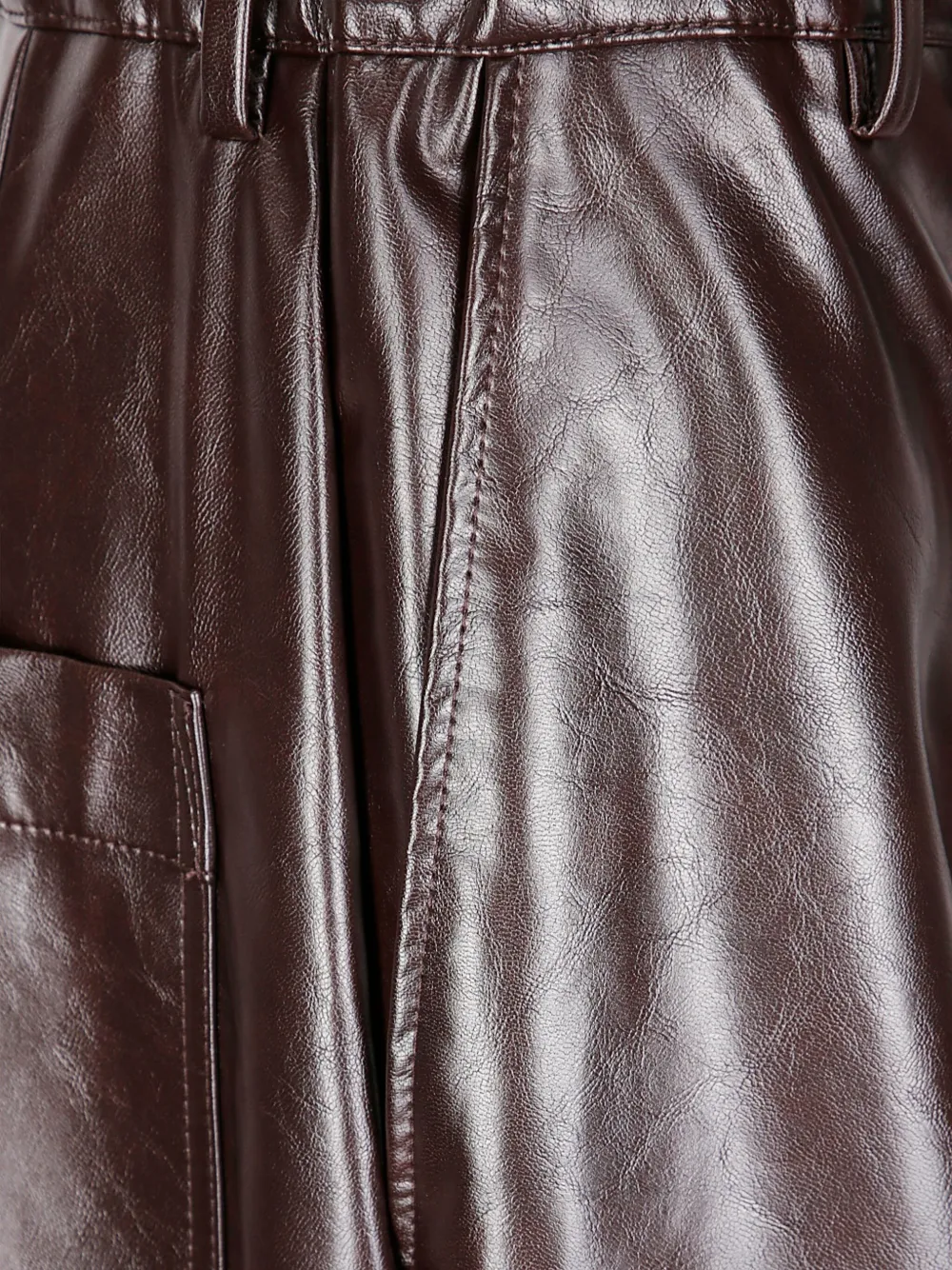 Mm6 Maison Margiela Wide-fit Leather-like Pants With Drawstring Waist In Black