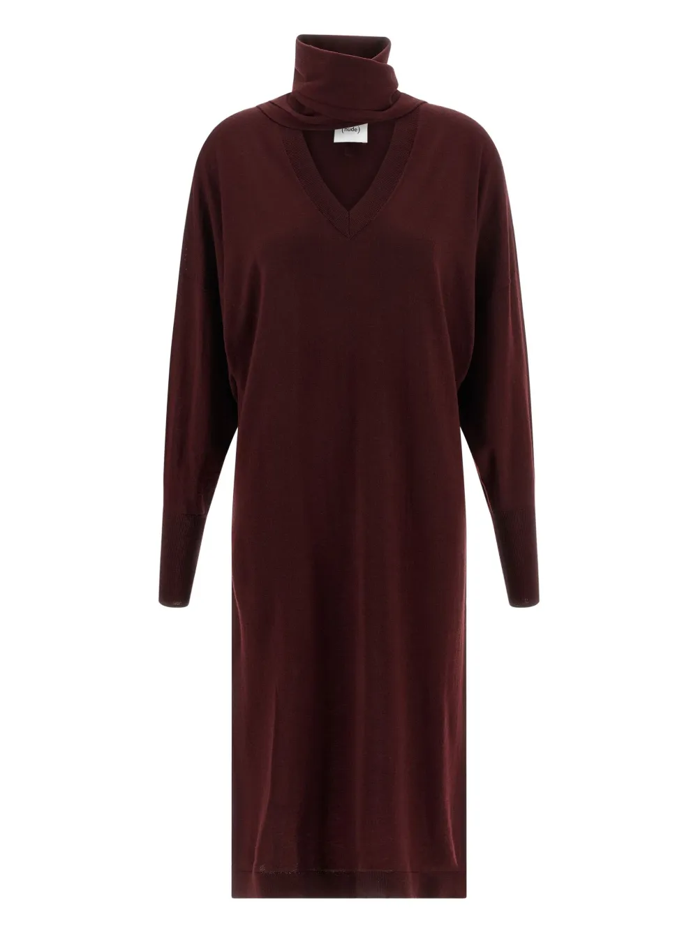 Nude Scarf Dress In Burgundy