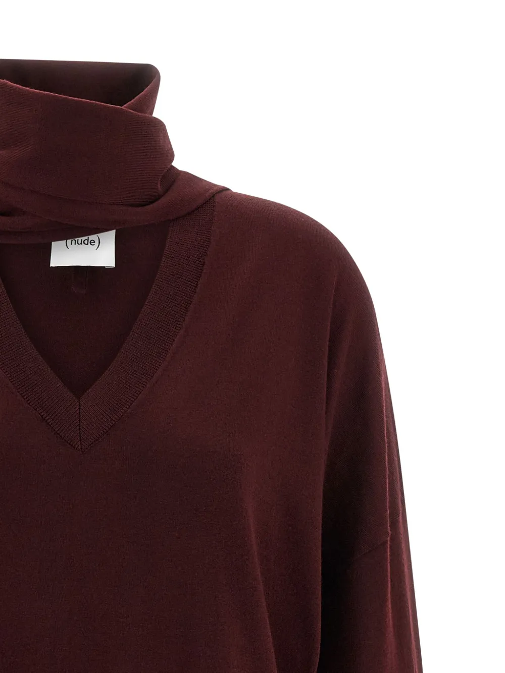 Nude Scarf Dress In Burgundy