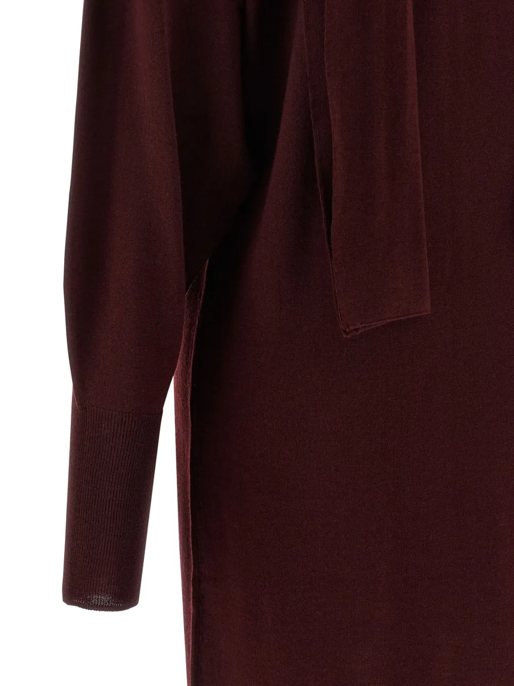Nude Scarf Dress In Burgundy