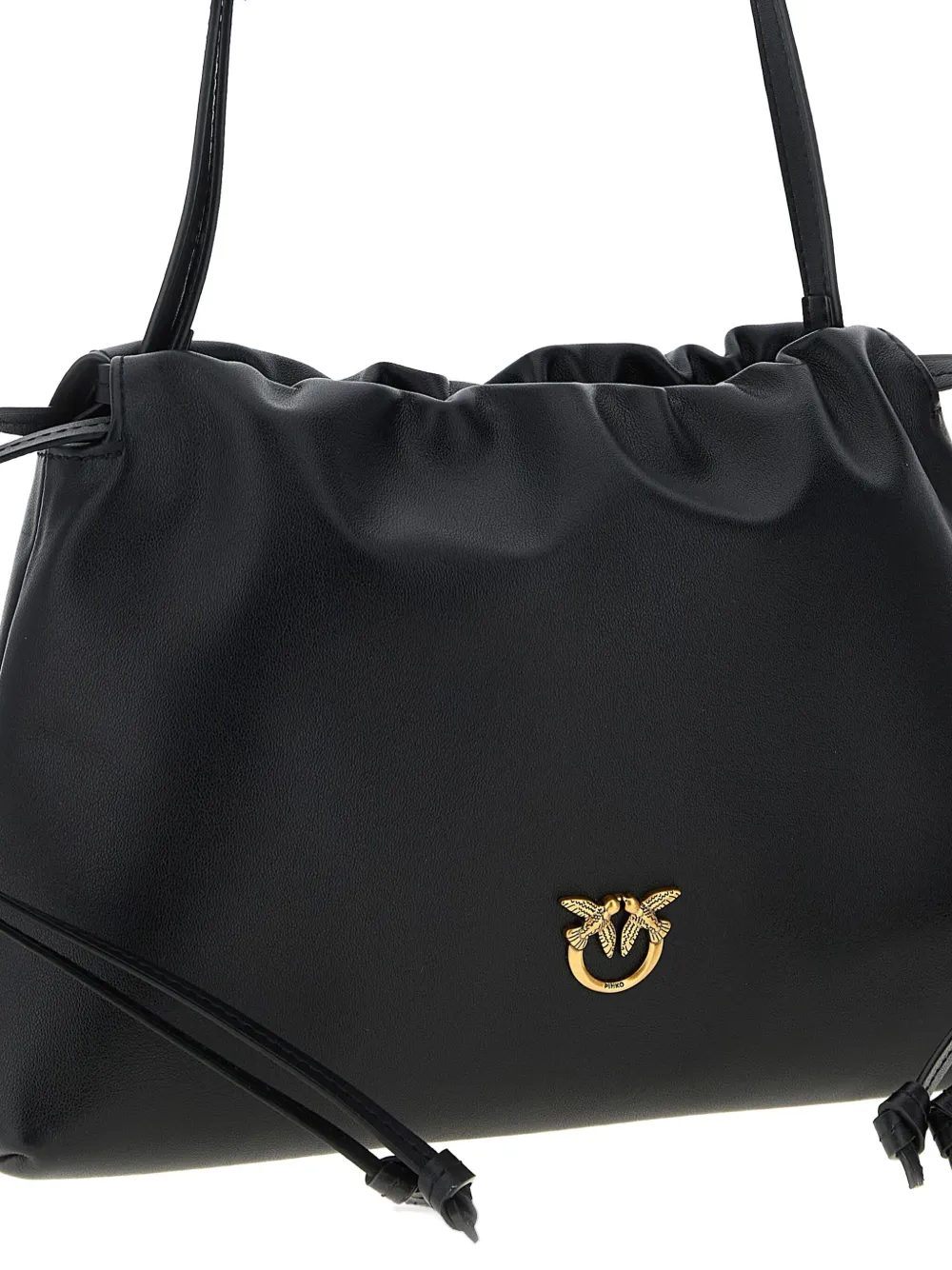 Pinko Lovebirds Drawstring Clutch In Black
