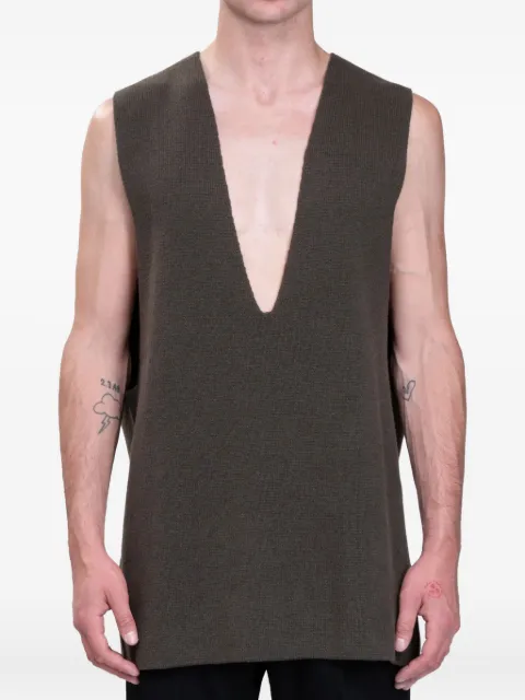 Rick Owens V-ringad ärmlös stickad tröja