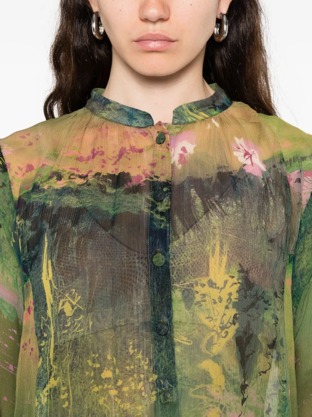 Yavi Printed Blouse In Green