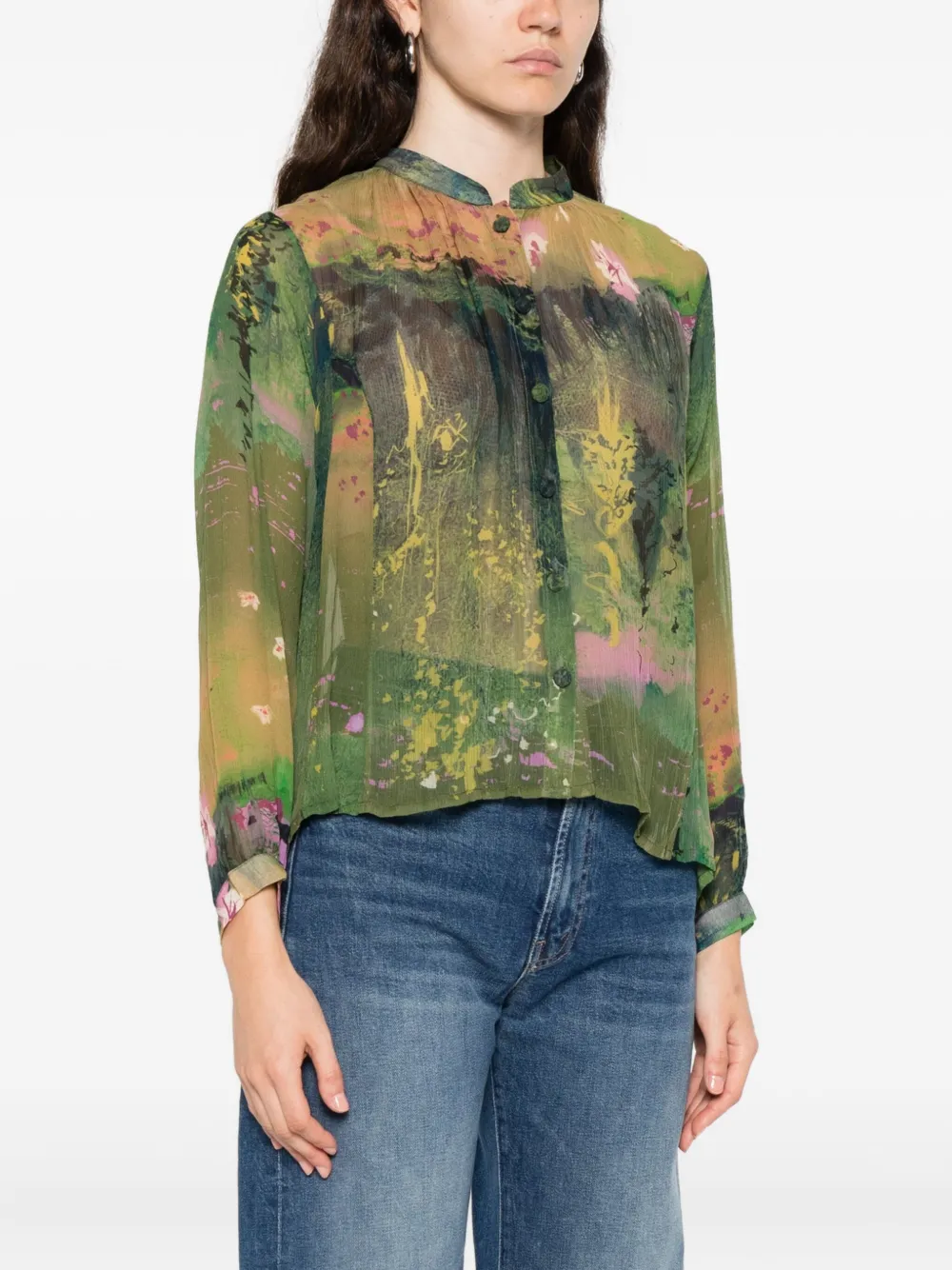 Yavi Printed Blouse In Green