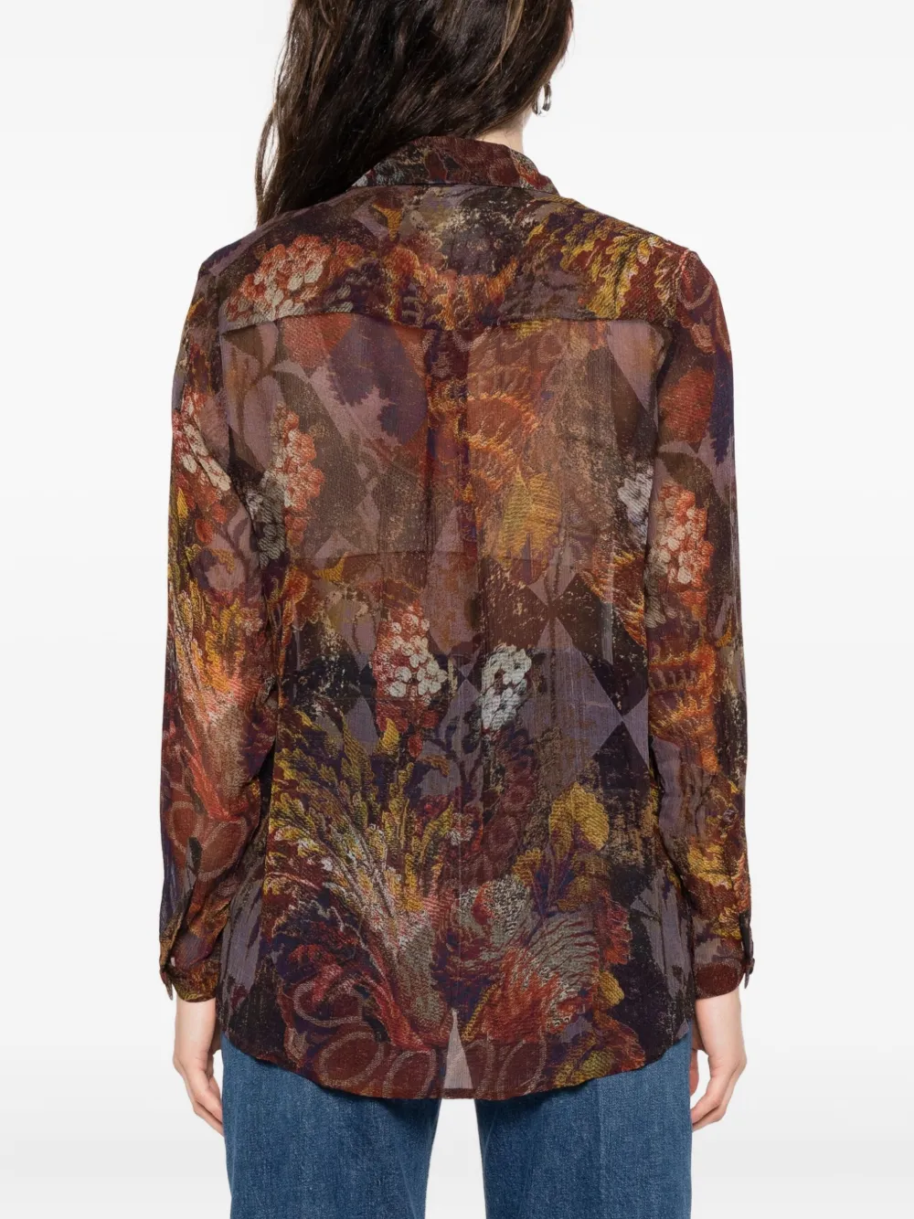 Yavi Floral-print Tie Shirt In Brown