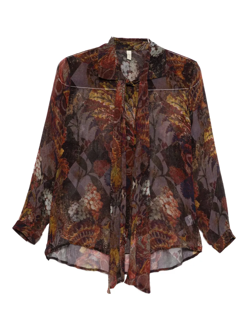 Yavi Floral-print Tie Shirt In Brown