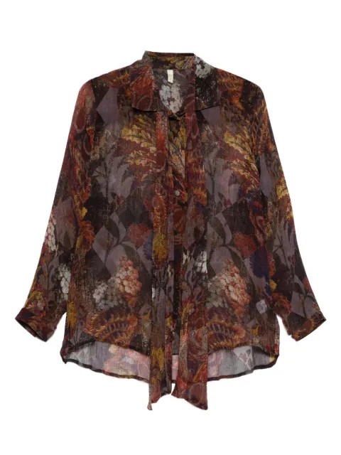 YAVI floral-print tie shirt