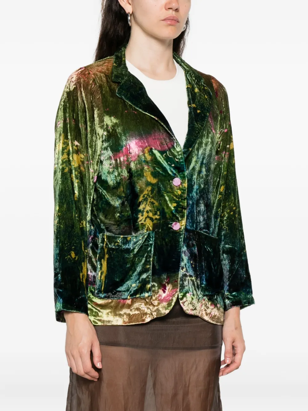 Yavi Buttoned Pocketed Jacket In Green