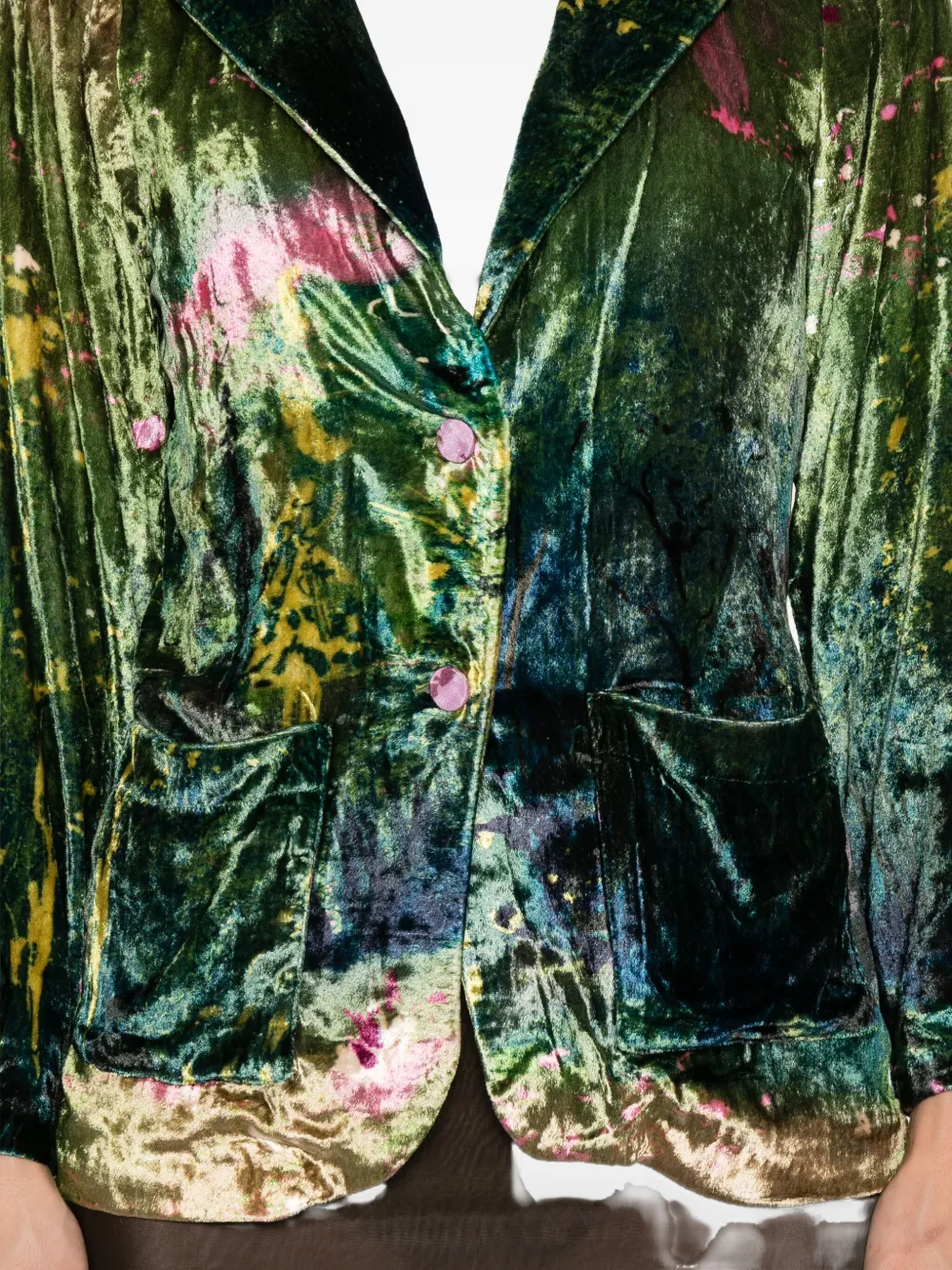 Yavi Buttoned Pocketed Jacket In Green