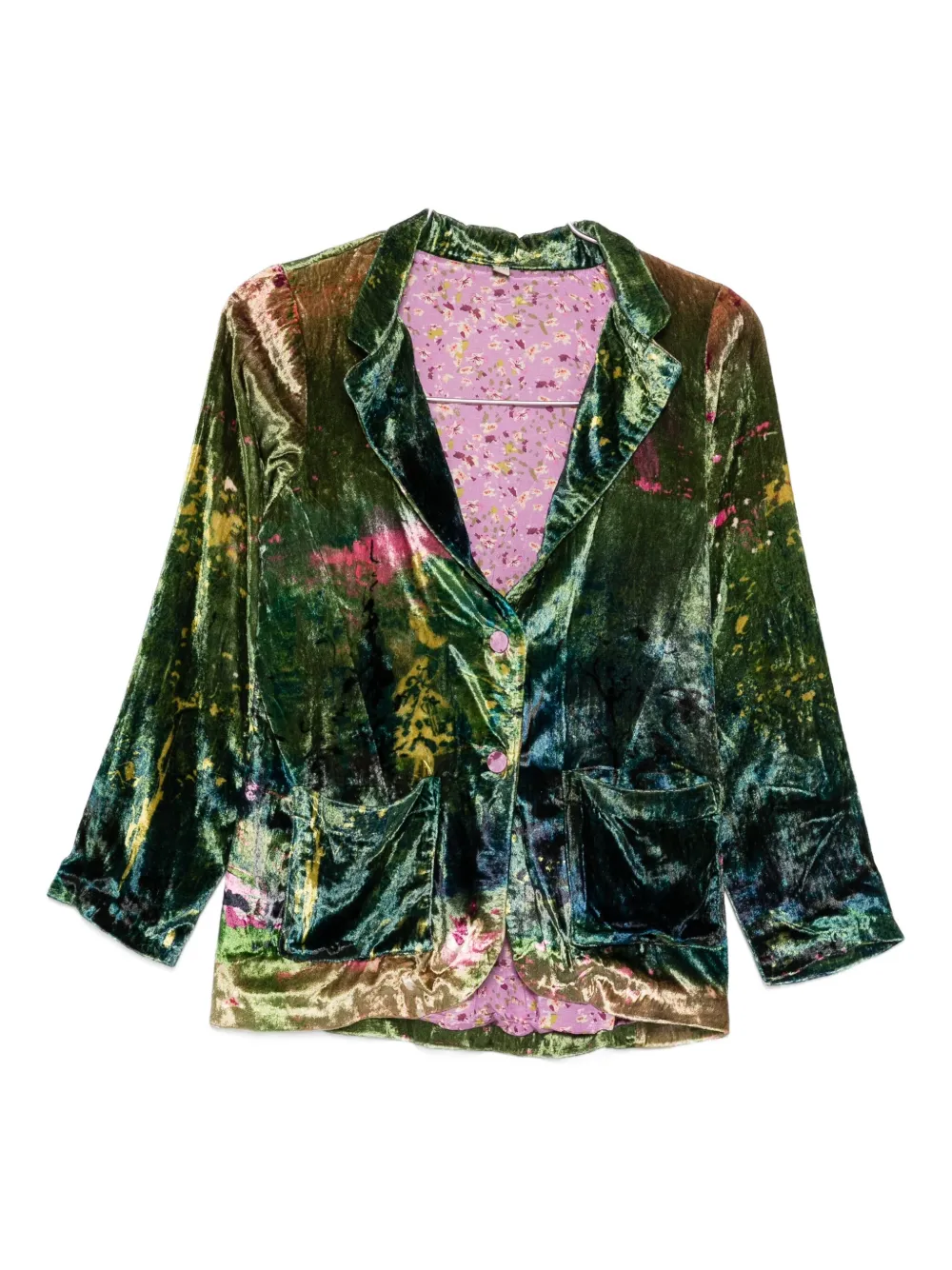 Yavi Buttoned Pocketed Jacket In Green