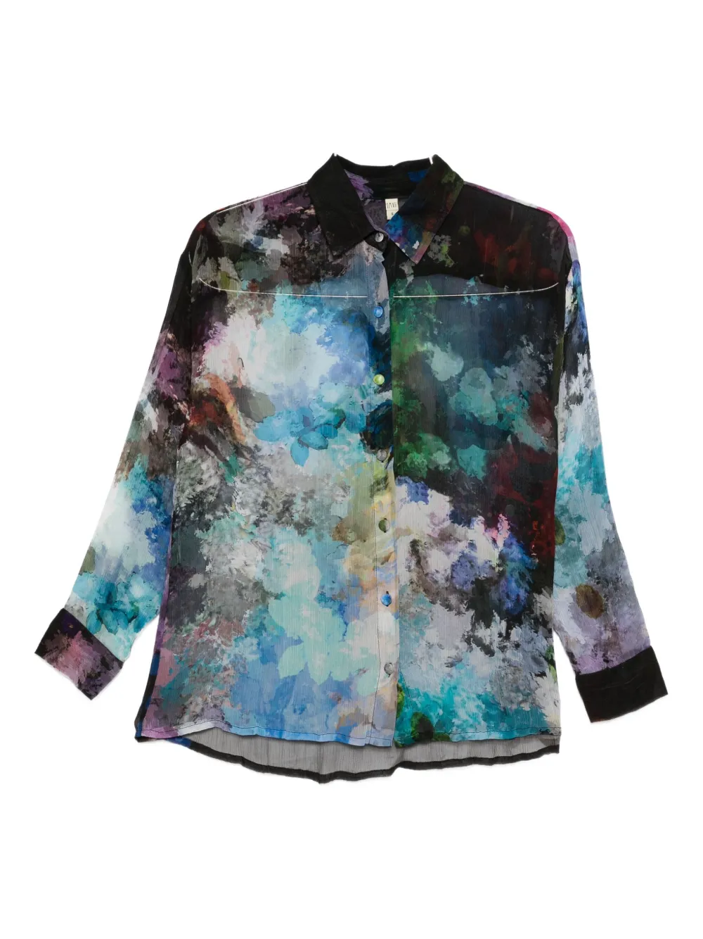 Yavi Abstract-print Silk Shirt In Blue